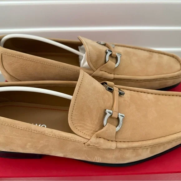 Salvatore Ferragamo Grandioso Suede Loafer camel color Men's size 12E. Ret. $850